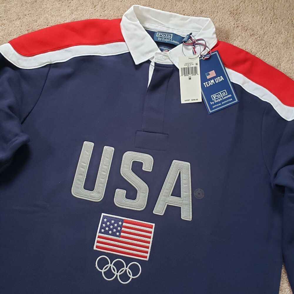 NWT Polo Ralph Lauren Team USA 2026 Sz Medium Mens Heavy Rugby Long Sleeve Shirt - Picture 5 of 9